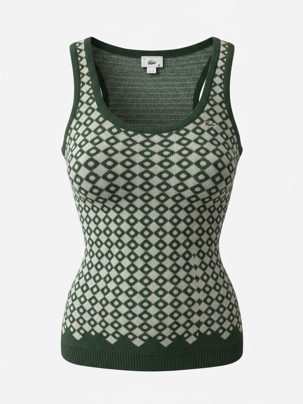 Lacoste Dark Green & Cream Geometric Knit Tank